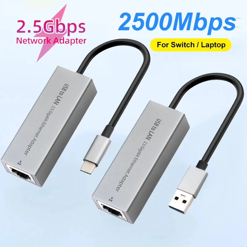 Adaptador Ethernet com Dongle Wifi com Fio tipo c para Cartão Lan Rj45 2500mbps 2.5 Gigabit Usb 3.0 Laptop Xiaomi mi Box pc