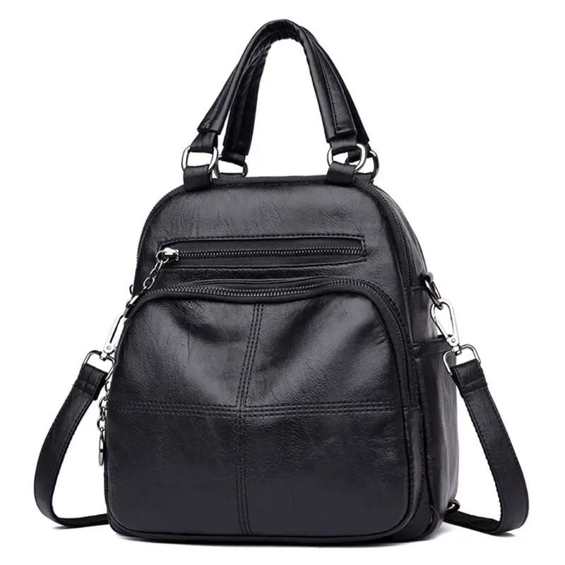 Women Backpack Washed Leather Ladies Rucksack Crossbody Sling Shoulder Bag Purse E74B