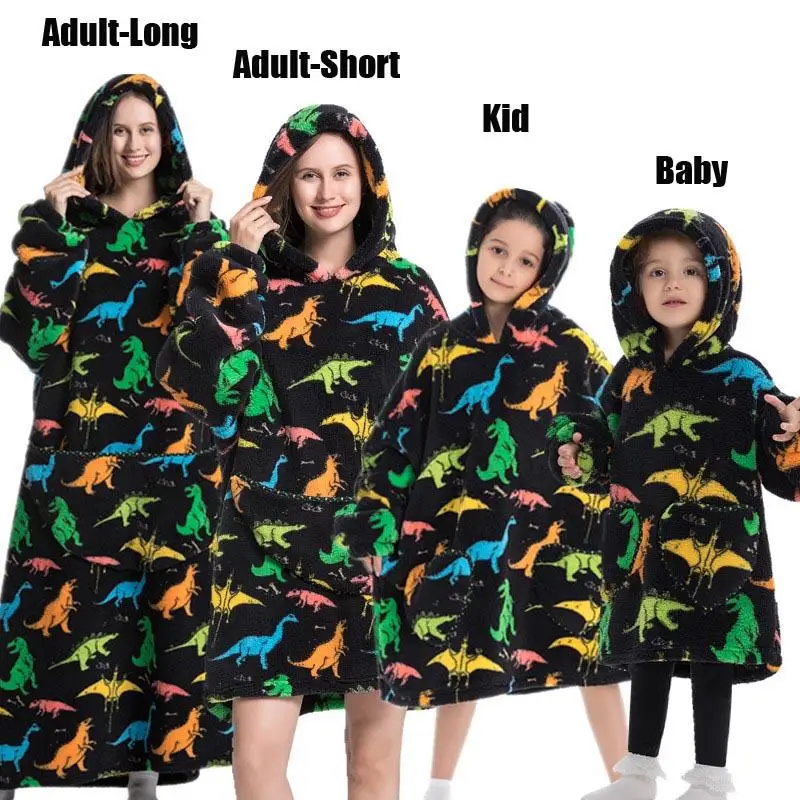 Oversized Sweatshirts Wearable Blankets Family Matching Clothes Animal Cartoon Cosplay Costume