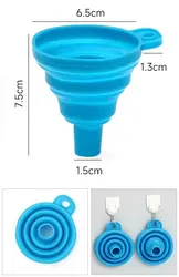 Collapsible Silicone Kitchen Funnel Set - Versatile Liquid Transfer Tool (Blue)