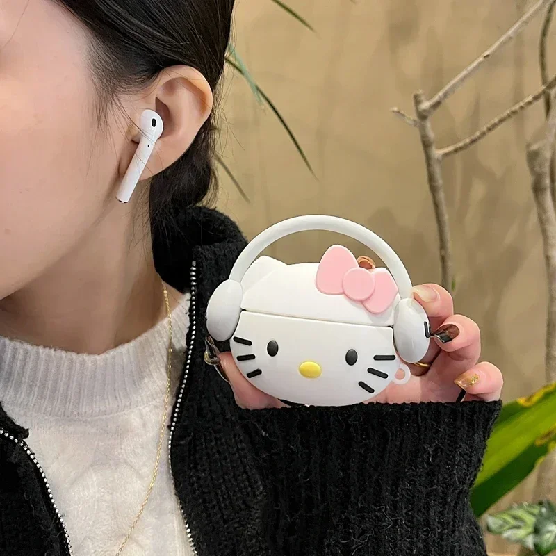 

MINISO 3D HelloKitty стереоскопические наушники Sanrio для Airpods 1 2 3 Pro Беспроводная Bluetooth-гарнитура Защитная мягкая силиконовая