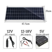 Kit de panneaux solaires 30W 12V, double sortie USB, cellules solaires, panneau solaire 20A 30A 40A 50A, contrôleur pour voiture, Yacht, batterie, chargeur de bateau 2