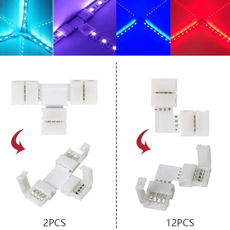 95Pcs 5050 4 Pins RGB LED Tape Connector Plug Power Splitter Cable 4Pin Needle Female Connector Wire For LED Strip Light
