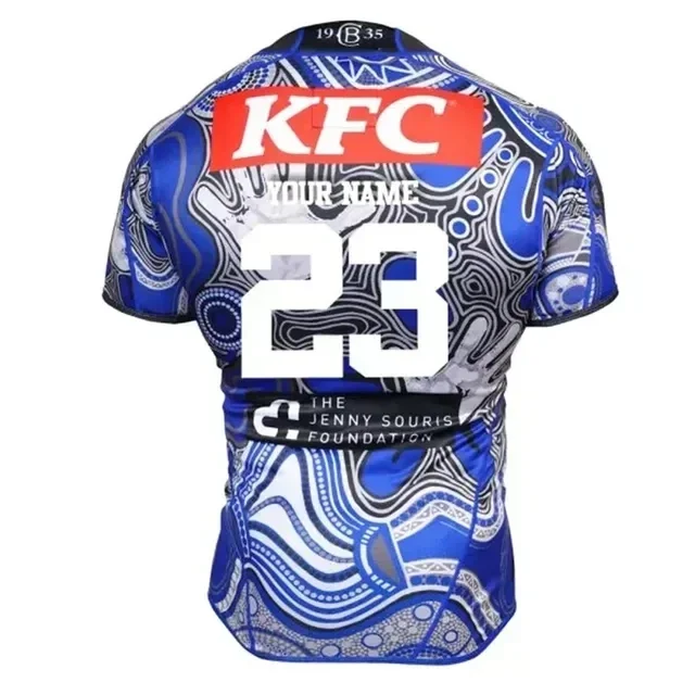 Camiseta de rugby con pantalones cortos y camiseta de rugby de los Bulldogs Indígenas de la selección de Anzac 2023, talla para hombre: S-5XL (nombre y número impresos), calidad superior