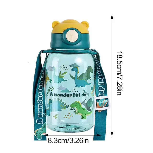 650ml Cute Kids Water Bottle with Straw Free BPA Leakproof Outdoor Portable Children's Cups School Water Bottle for Children 6