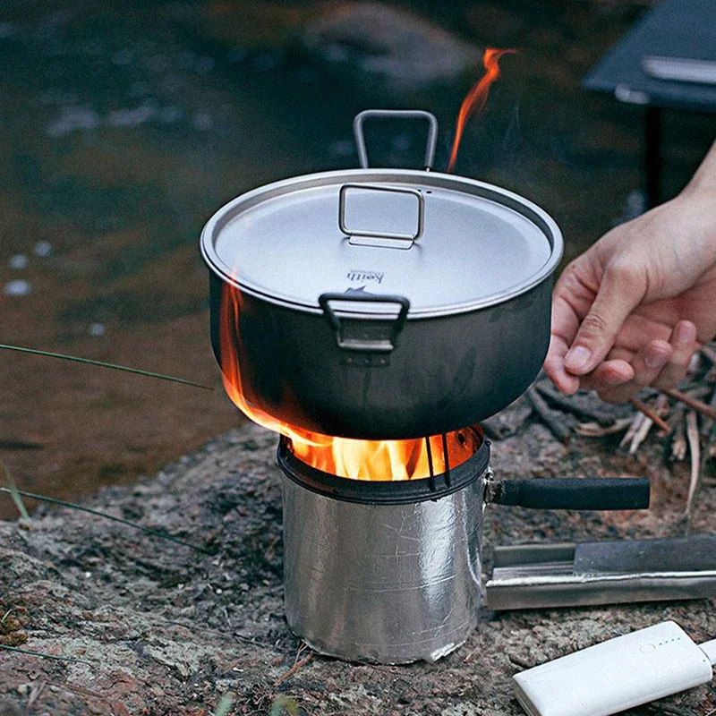 Pentola In Titanio Da Campeggio 1000ml Con Coperchio - Leggera, Manico Pieghevole, Per Escursionismo - Foto 10