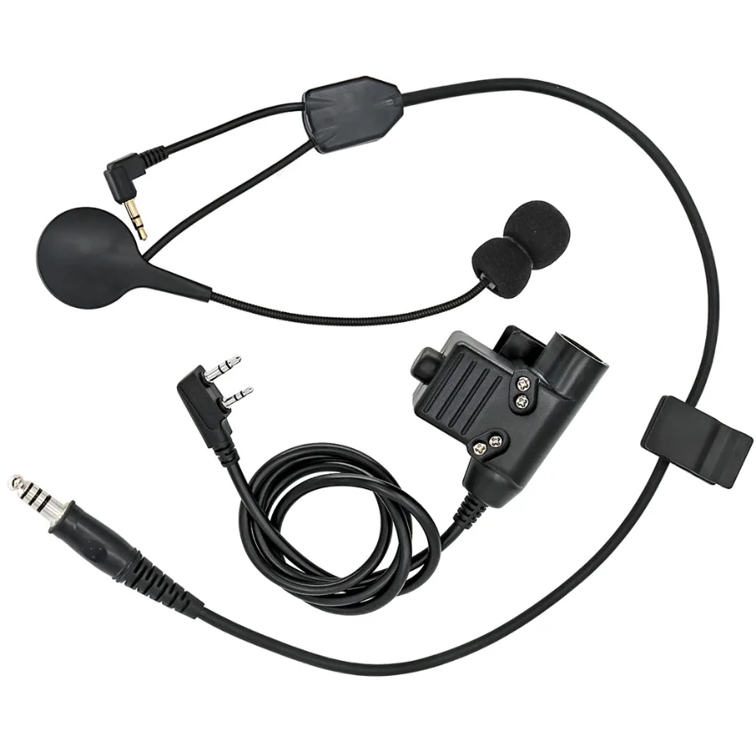 Tactical PTT Y Line Microphone Kit Electronic Headset Adapter For Howard Leight Impact /ZOHAN EM054/SORDIN IPSC shooting headset