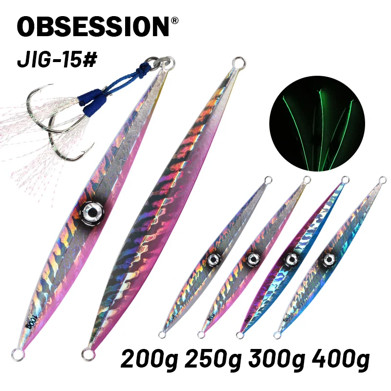 OBSESSION 200g 250g 300g 400g Large Metal Jigs Sea Bass Fishing Lure  Saltwater Slow Jigging Lure Fast Sinking Artificial Bait