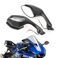 YZF R1 R6 Black L&R Motorcycle Rear View Mirrors With Turn Signals For YAMAHA R1 R6 YZF-R1 2015-2020 YZF-R6 2017 2018 2019 2020 1