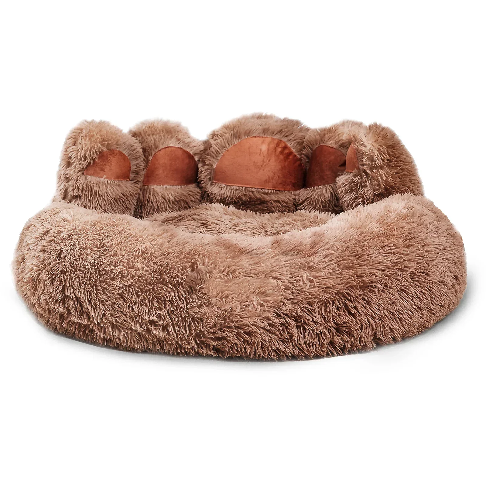 Pet Plush Nest Dog Bed Bear Paw Dog Beds for Small Medium Dogs Cute Cozy Soft Long Plush Round Pet Sofa Bed Cat Cama Para Perro
