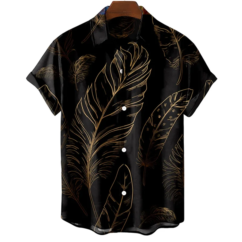 thumbnail image 1 of Camisetas con gráficos de plumas de pájaro para hombres, ropa con estampado 3D, camisas hawaianas de playa, camisetas de manga corta Y2k, ropa vintage, blusa con solapa, 1 of 5