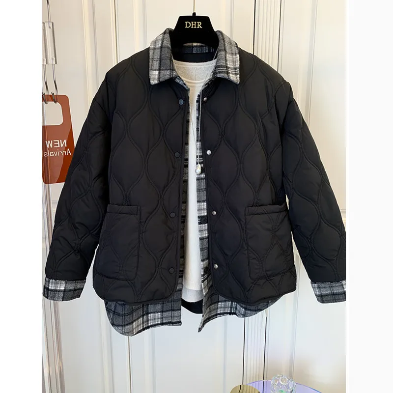 Winter Jacket Women Vintage Single Breasted Oversized Quilted Coat Big Size Warm Casual Harajuku Parkas Lapel Loose Warm Outwear