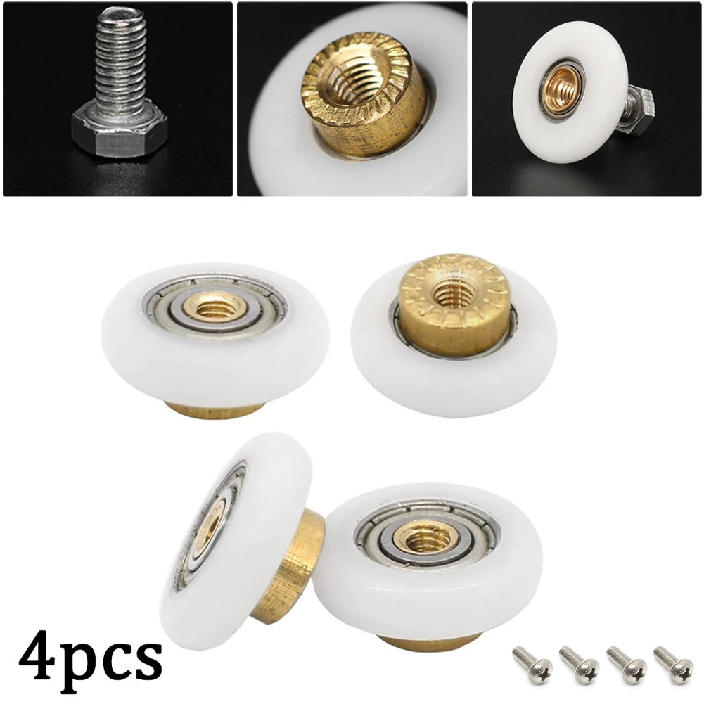 4pcs Shower Door Rollers Pulley Bathroom Sliding Glass Door Wheels Sliding Door Wheels Rollers Bathroom Accessories 20mm-27mm