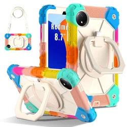 Shockproof Silicone-PC Tablet Stand Cover with Shoulder Straps for Pad 7 7 Pro 2024 (Colorful blue)