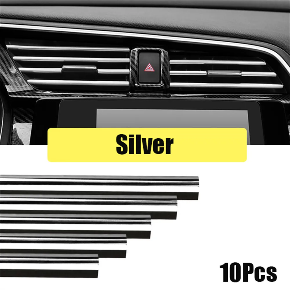 10Pcs Car Interior Air Conditioner Outlet Decoration Stripes Car Air Conditioning Outlet U Style Decoration Strip Accessories 2