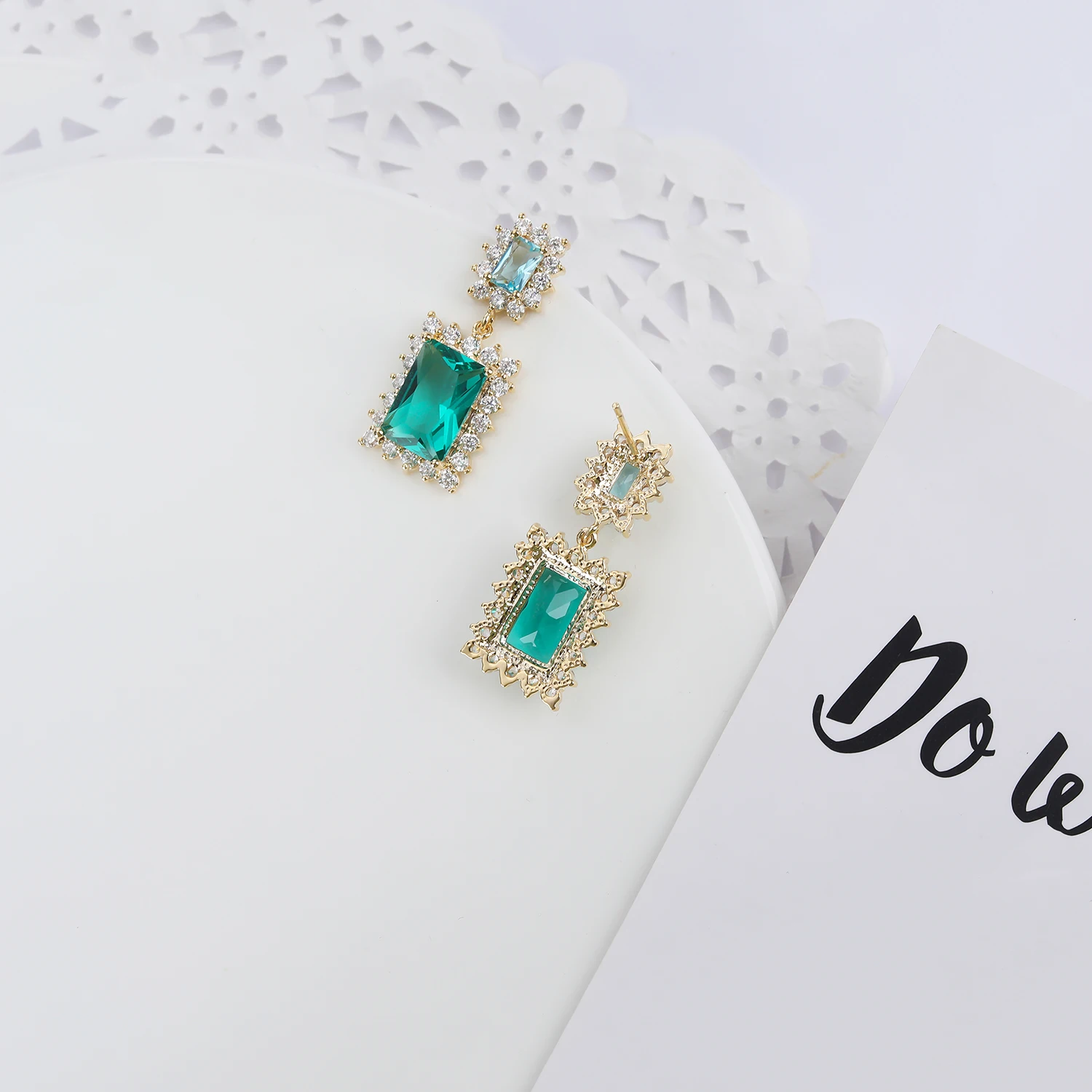 Square Zircon Drop Earrings for Wedding,Dangle Bridal Earring, Women Girl Gatherings Party Jewelry Accessories CE11706