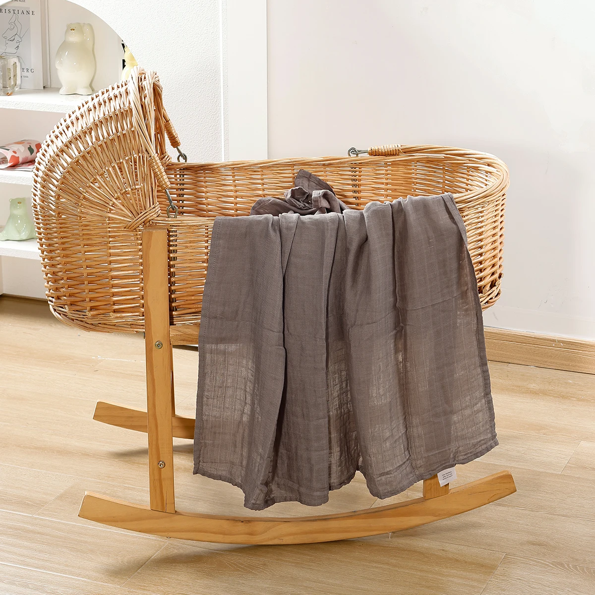 Kangobaby Solid Color Bamboo Cotton Baby Muslin Swaddle Blanket Newborn Bath Towel Infant Quilt Size 120x110cm