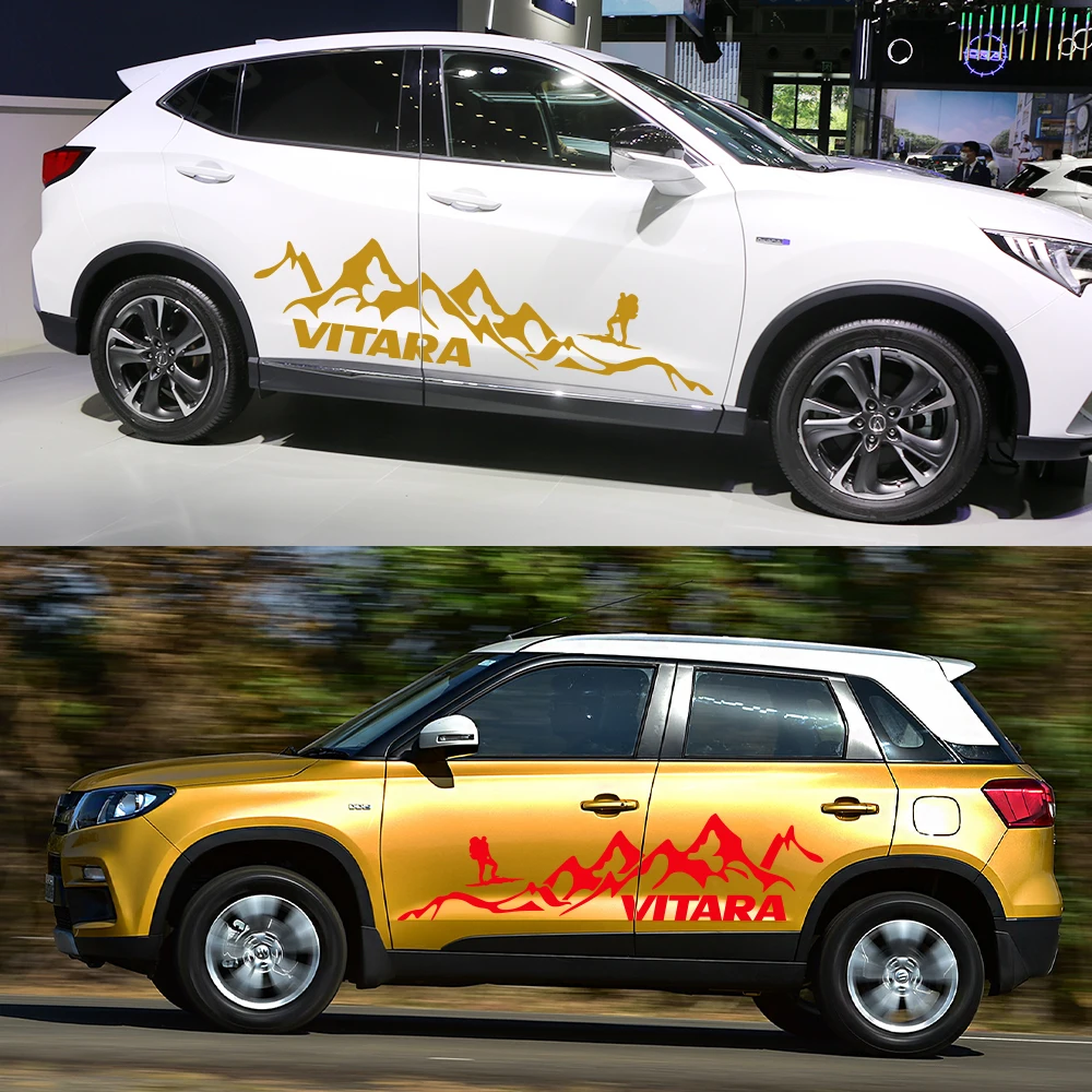 2 stücke Auto Aufkleber für Suzuki Vitara 1990 2017 2020 2022 Bergsteigen Styling Vinyl Film Dekor Aufkleber Auto Tuning Zubehör – Detail 3