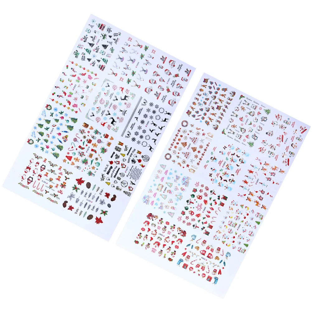 

2 Sheets 3D Christmas Nail Stickers Christmas Elements Pattern Nail Manicure Stickers for Xmas