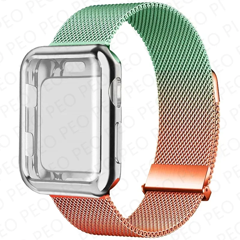 Sleek Metal Magnetic Loop Watch Band with Protective Case