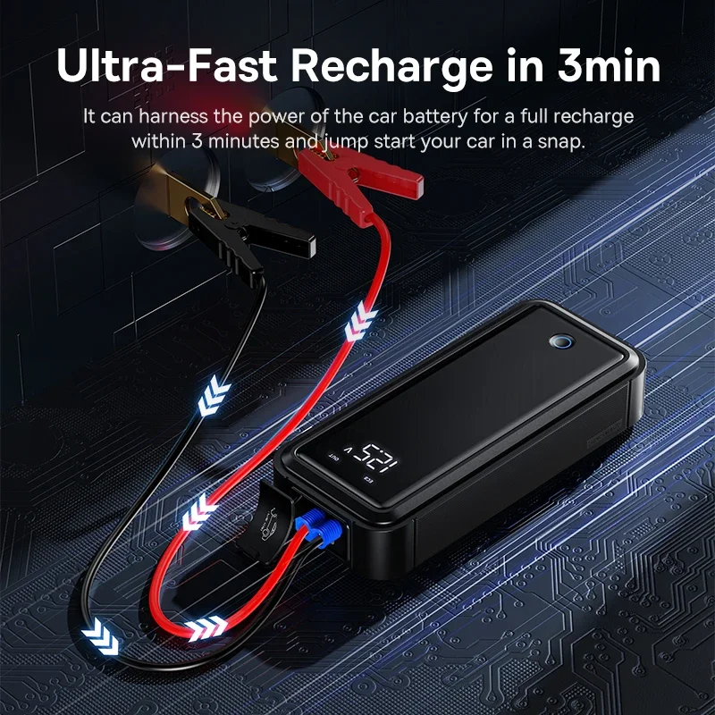 Baseus 3000A Super Capacitor Avviatore di emergenza per auto Avviamento per auto portatile Batteria meno Caricatore per dispositivo booster per auto per dispositivo di emergenza - immagine 3