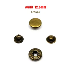 25 Sets of Metal Snap Fastener Button Press Poppers for Leather, Bags, Clothes, and Jacket Repair (No Sewing Required) (633 12.5mm brass)