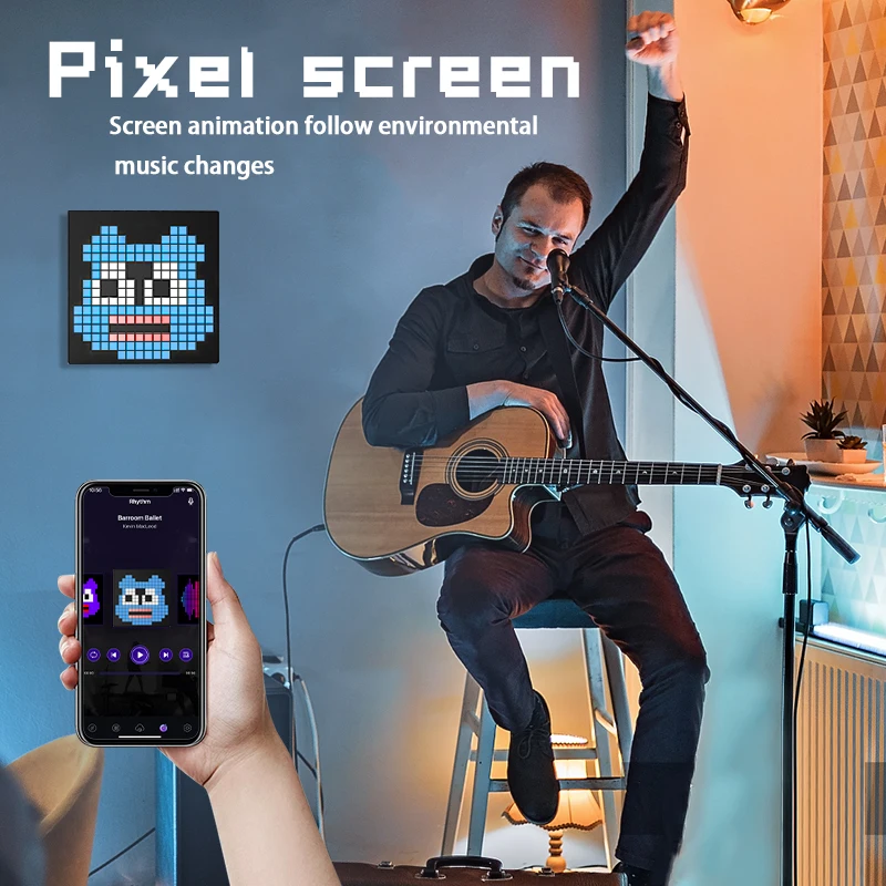 LED 픽셀 디스플레이 앱 제어 프로그래밍 가능한 야간 조명, DIY 텍스트 패턴 애니메이션, 홈 장식, 침실, 게임 룸, 바