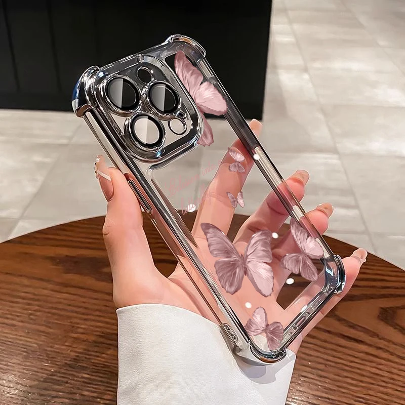 Butterfly Y2K Plating Silicone Shockproof Transparent Phone Case