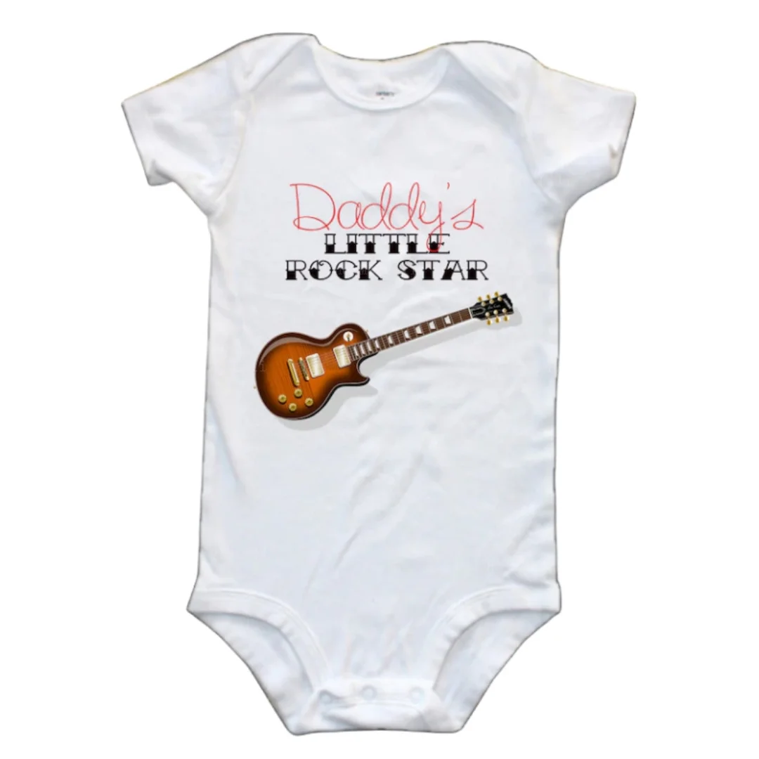 Little Rock Star Guitar Shirt Rock Band Baby Body Tutina Pre Ristretto Baby Shower Regalo Annuncio Di Gravidanza