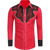 Chemise à manches longues pour hommes, imprimé occidental, revers, simple boutonnage, décontracté, Social, Club, vêtements de rue, nouvelle mode 2024 2