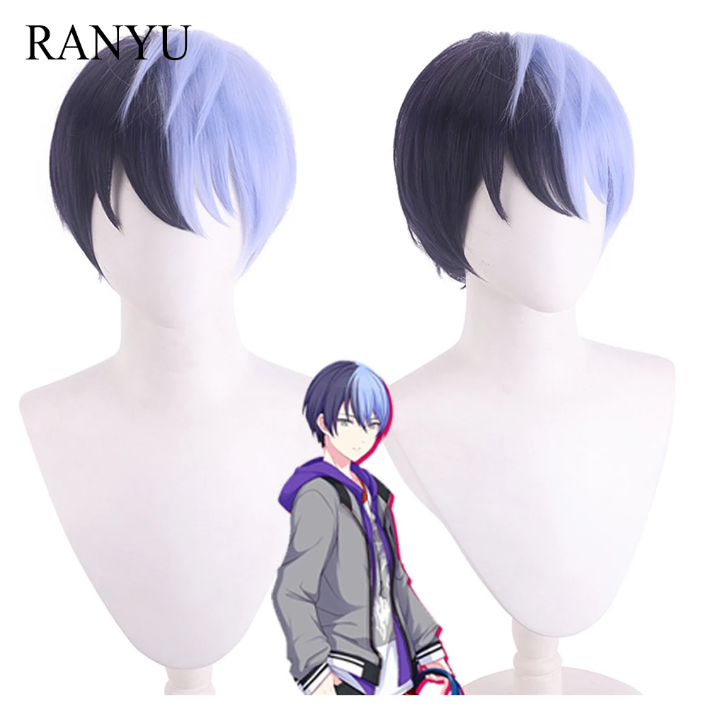 

RANYU SEKAI COLORFUL STAGE! Aoyagi Touya Wig Short Straight Blue Mixed Anime Cosplay Hair Wig for Daily