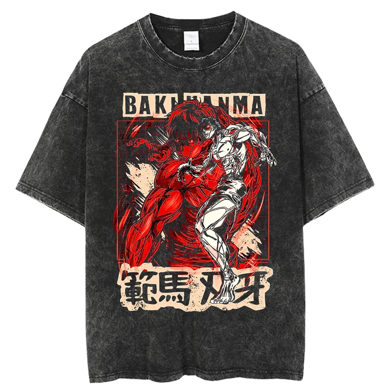

New Japanese Anime Grappler Baki Kyokudai Taikai T Shirt Men Anime Graphic Tees Casual Vintage Summer Hip Hop Tops Tshirt Male