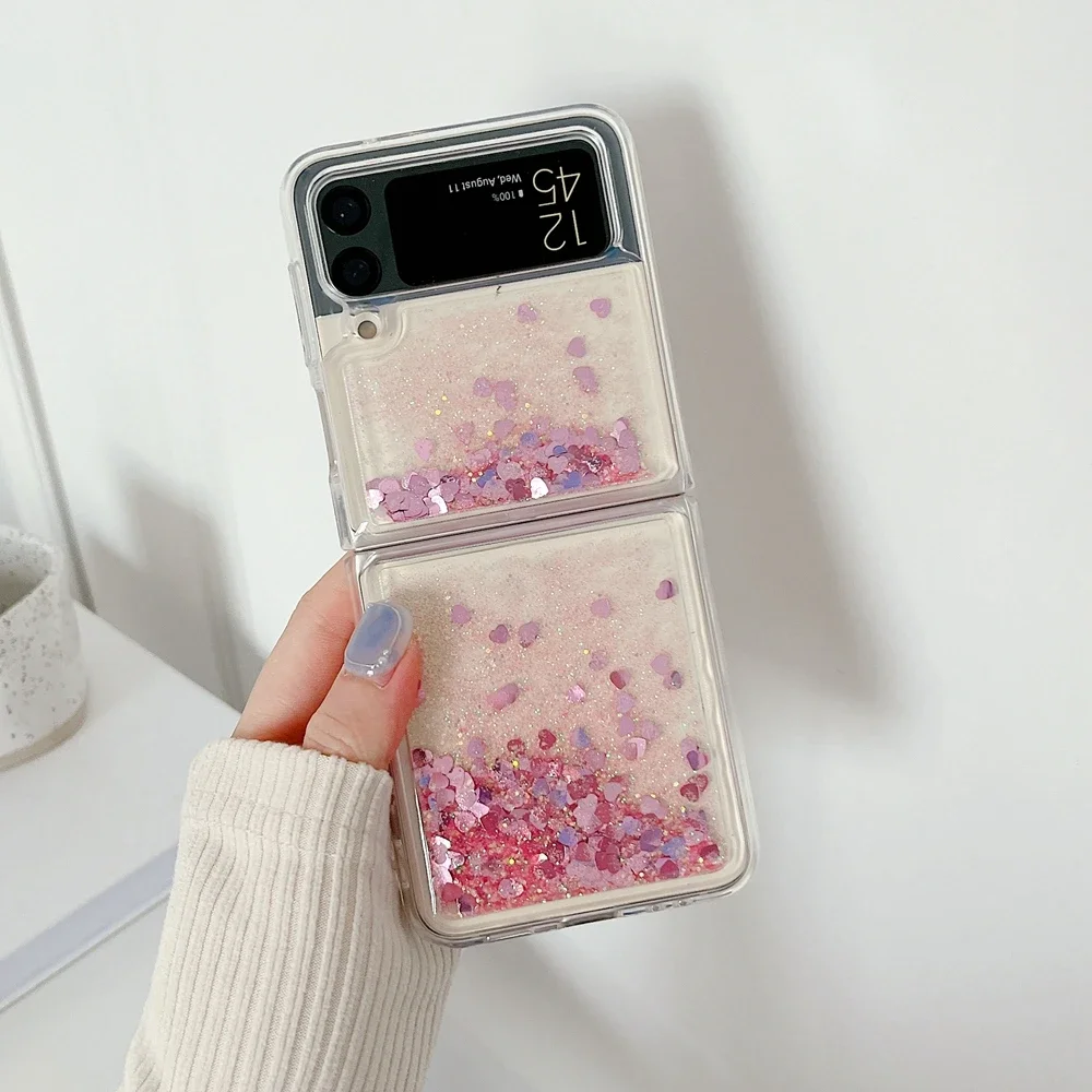 Luxury Gradient Glitter Quicksand Love Heart Bling Case for Samsung Galaxy Z Flip Series