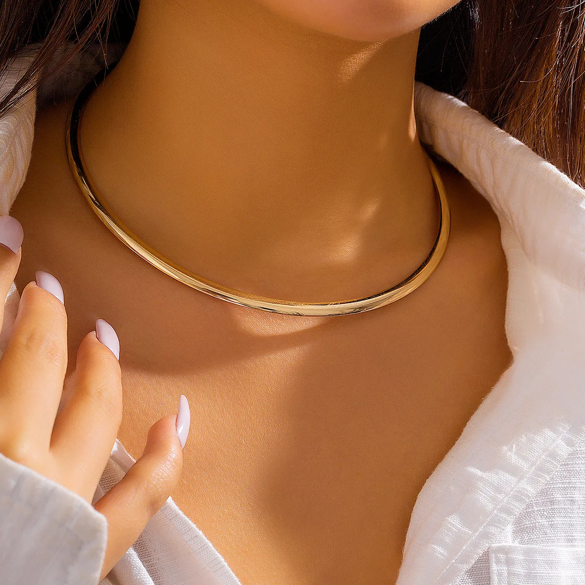 Collier Ras du Cou Gothique en Métal pour Femme, Bijoux de Personnalité, Style Punk, localité, Argenté, Lisse, à la Mode, Rétro 1 Collier Ras du Cou Gothique en Métal pour Femme, Bijoux de Personnalité, Style Punk, localité, Argenté, Lisse, à la Mode, Rétro 1