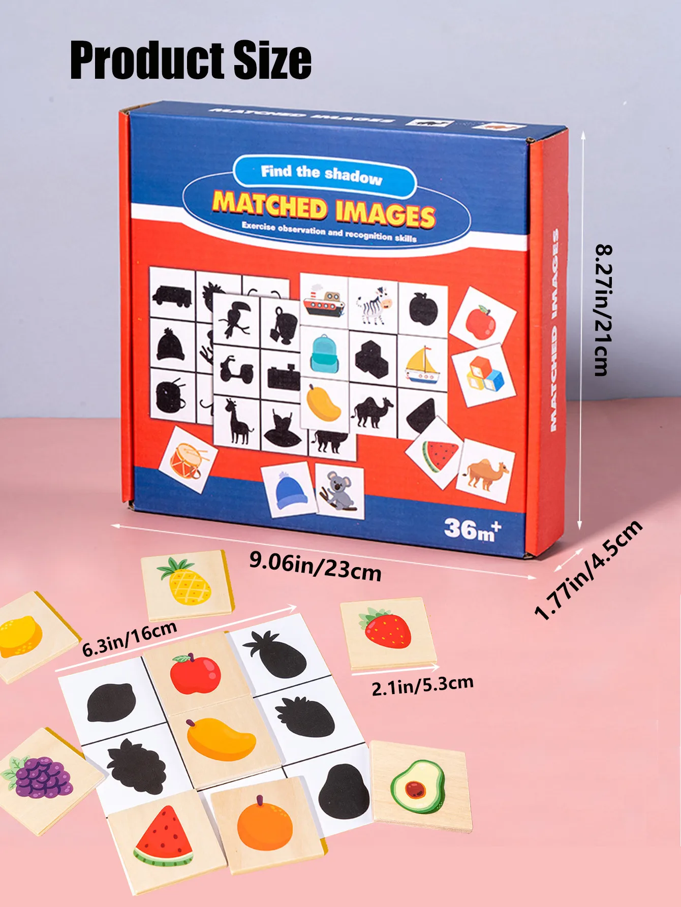 Find The Shadow Matched Images, Wooden Shape Matching Game, Montessori Preschool Educational Learning Toys for Children 2