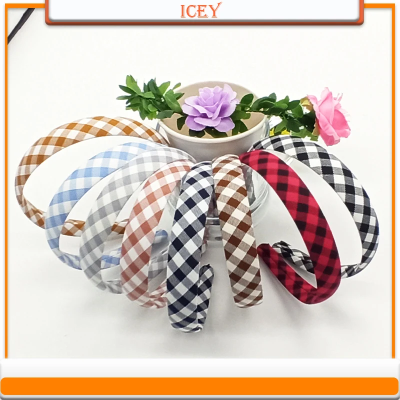 1pc 2cm lattice Headbands Plaid Headwear fabric Hair Accessories Set face wash makeup hair press head buckle Scrunchie