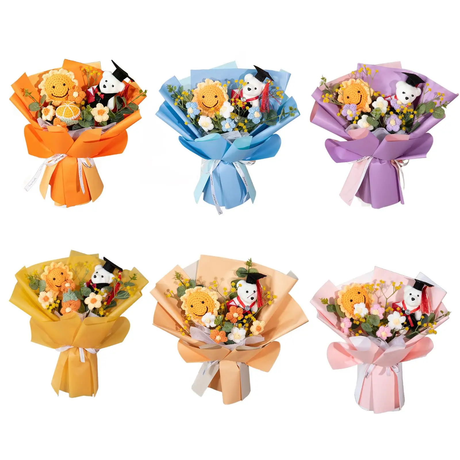 

Crochet Flowers Bouquet Knitted Bouquet for Anniversary Festival Birthday