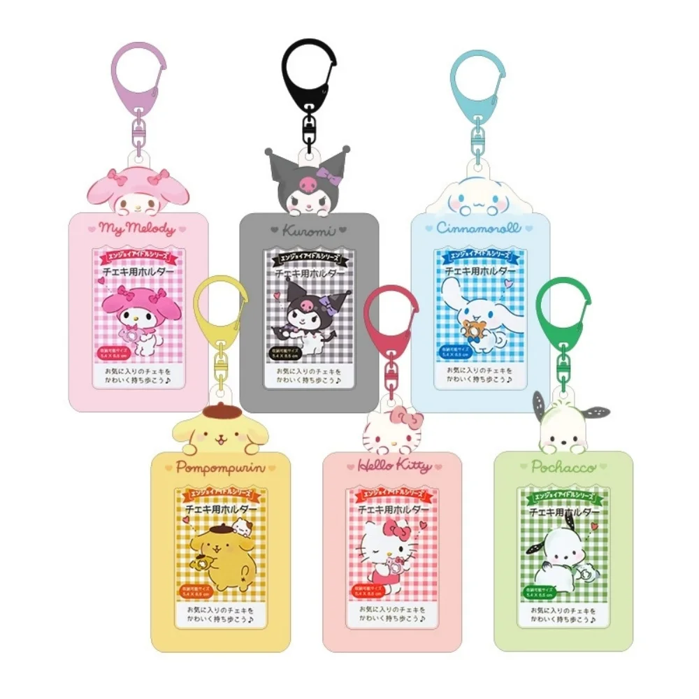 Kawaii Sanrio card holder Cartoon Kitty Cinnamoroll Melody Kuromi Bus Id Card Storage Keychain Decorative Toys Gift For Girls