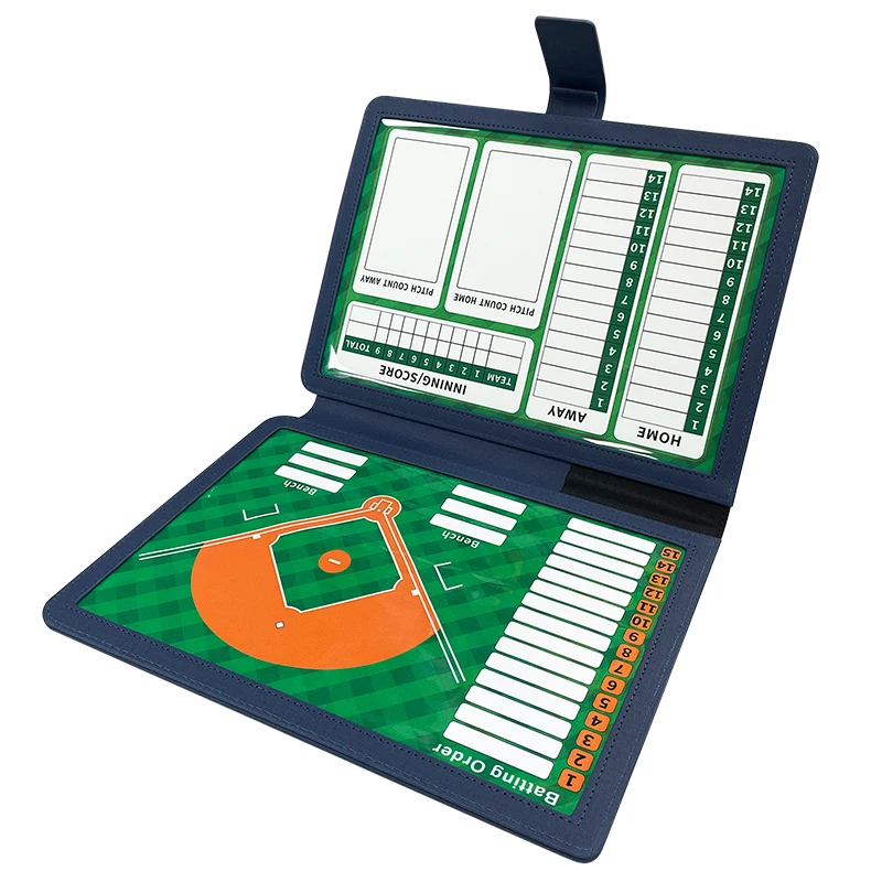 Folding baseball coaching board Double-sided magnetic writable erasable game training portable strategy board 12.6 x 9.4in
