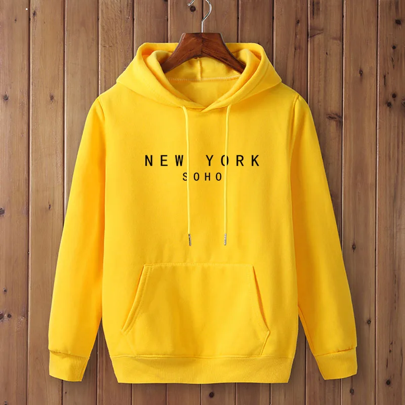 

New York Soho Letter print men Sweatshirt Hoody Casual Funny Sweatshirt For male Top Tee Hipster Black White Gray Drop Ship