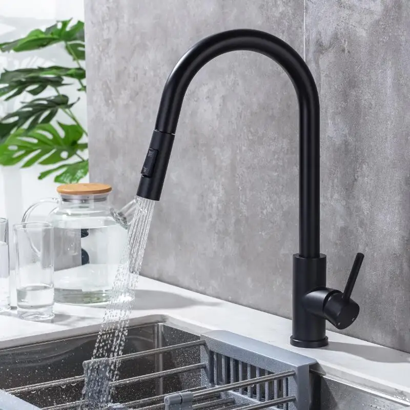

Pull Out Kitchen Faucet Black Sink Mixer Tap 360 Degree Rotation Brushed Gold Kitchen Mixer Taps Kitchen Tap