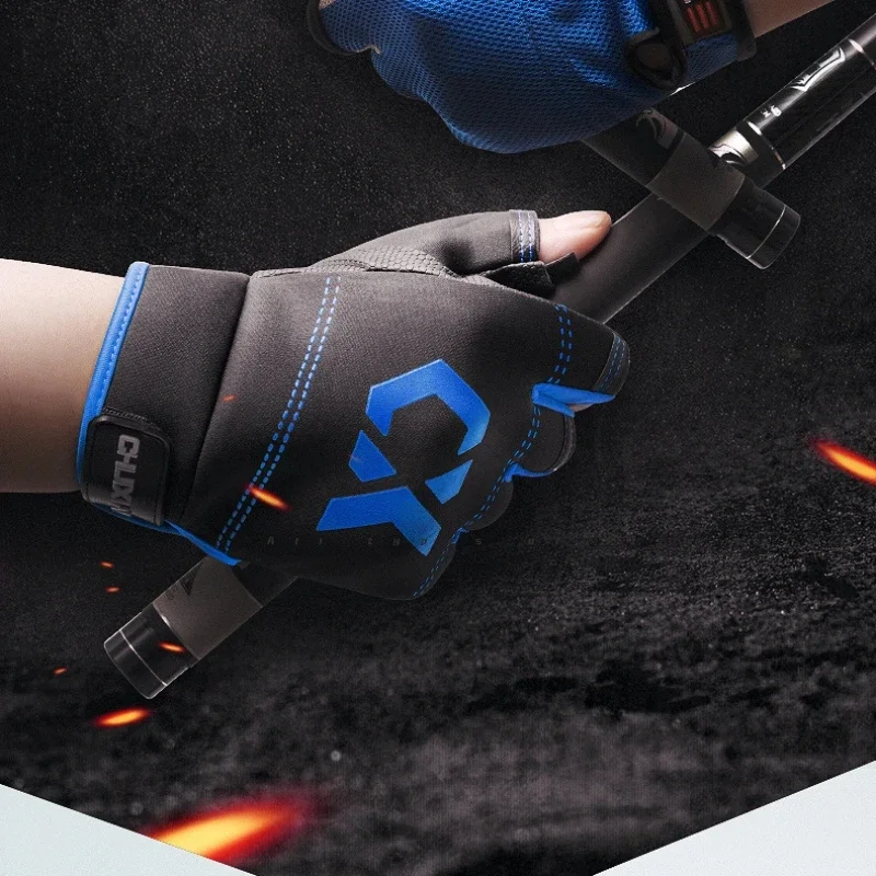 Fishing gloves for men, summer sun protection thorns, ultra-thin path fishing equipment, special exposed three finger outdoor