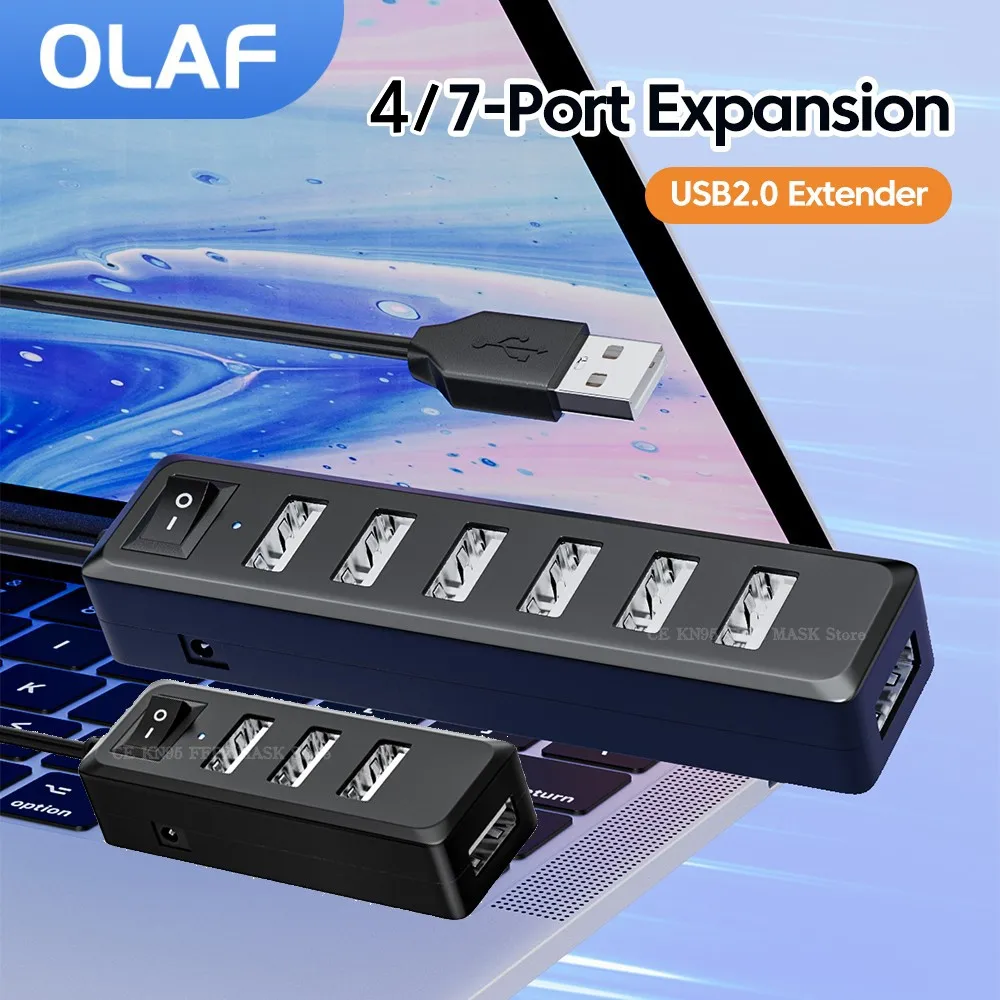 

Адаптер Olaf usb-хаб 2,0, расширитель, разветвитель с несколькими USB-портами, адаптер питания на 4/7 портов, разветвитель с переключателем для ПК и ноутбука