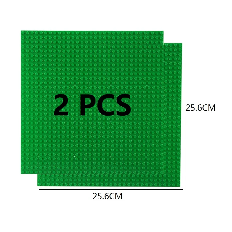 Set of 2 Classic Building Baseplates - Large Plastic Construction Block Bases