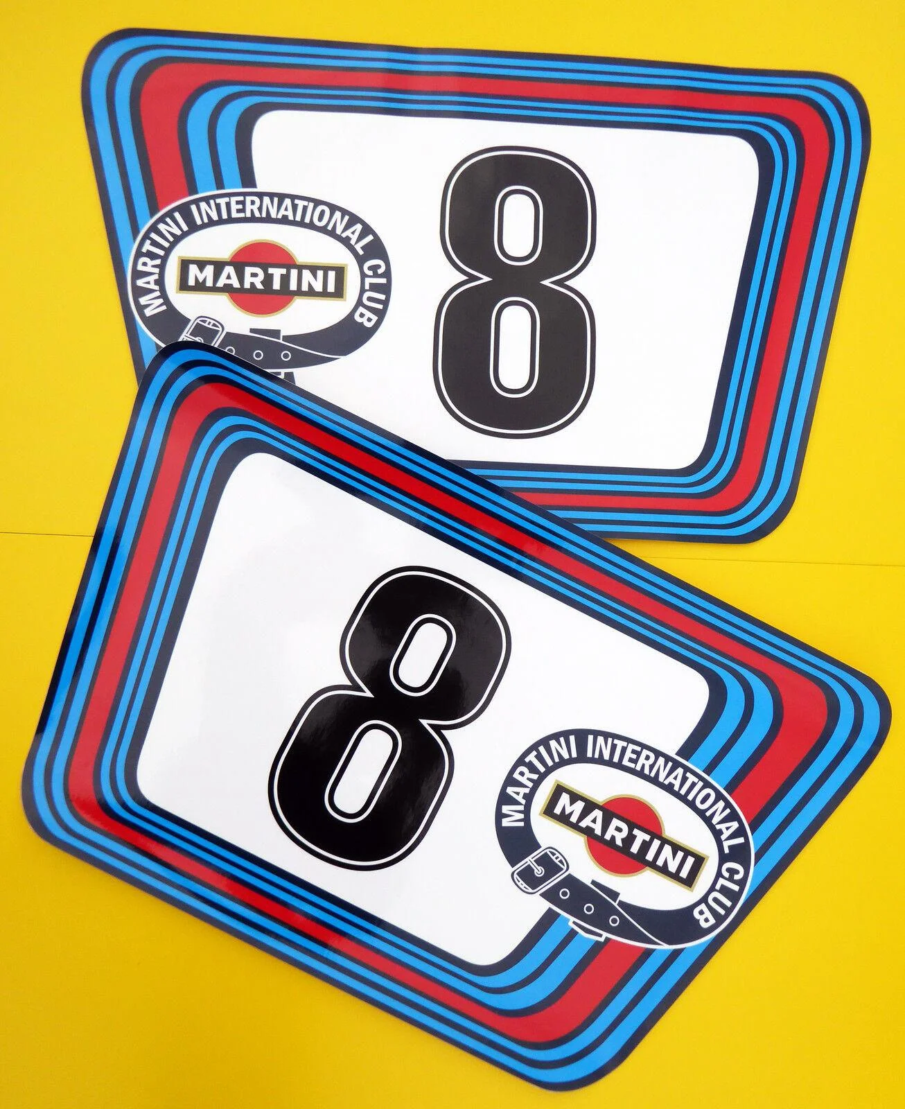 

For VINTAGE retro Classic Car MARTINI RACE RALLY NUMBERS large x2 gloss laminated