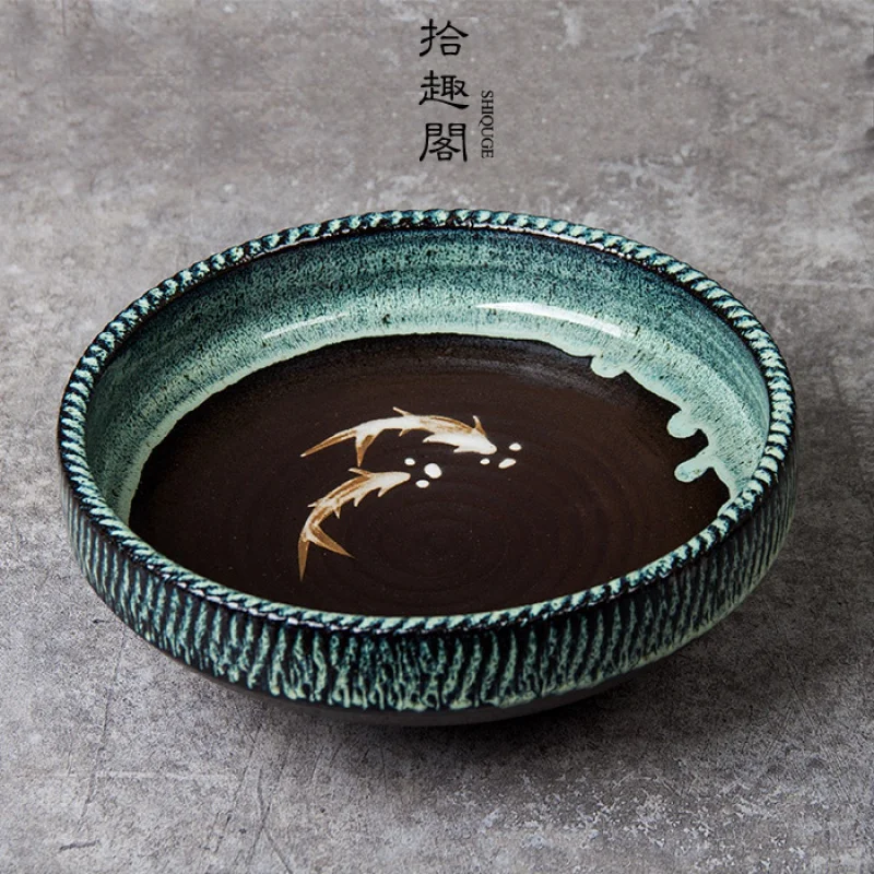 

Handmade Coarse Pottery Tea Basin Japanese Retro Cup Wash Large Hand-Painted Ceramic Jianshui Kung Fu Tea Set Washed Flower Pot