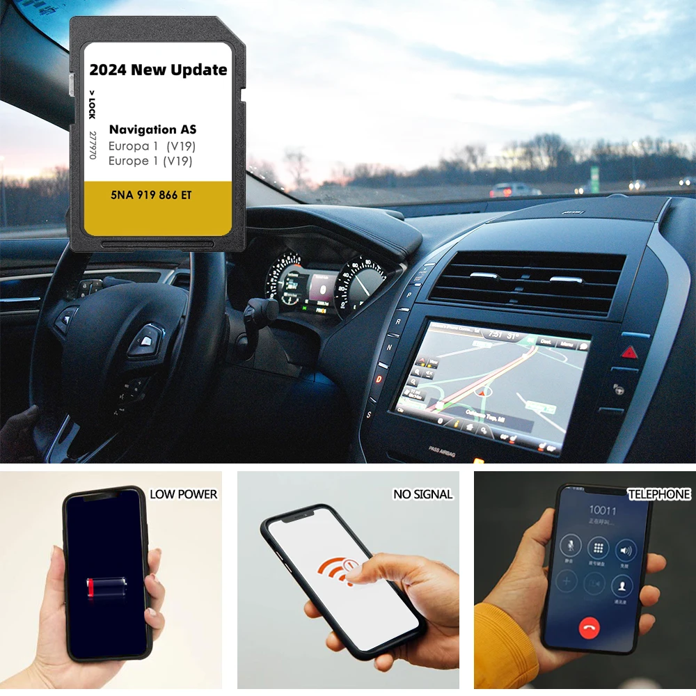 for VW Touran 5T from 2015 Map Version 2024 AS V19 Navigation SD GPS 32GB Card Finland Netherlands Car Sat Nav
