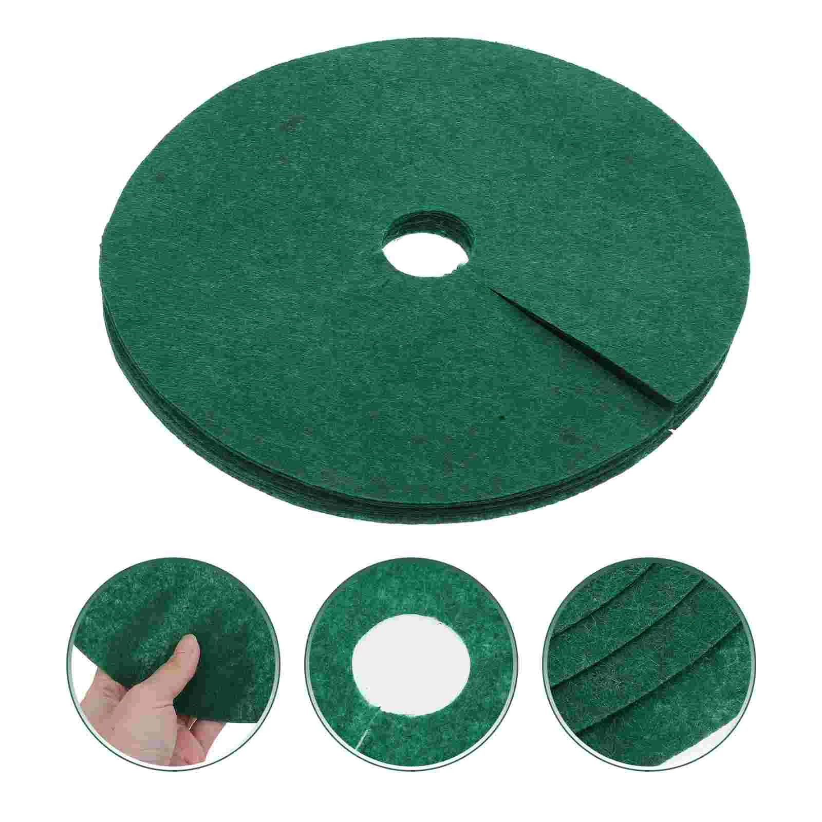 10pcs Non Woven Tree Mulch Ring Reusable Green Root Barrier Mat for Tree Protection Outdoor Gardening 25cm Outer Diameter 4cm In