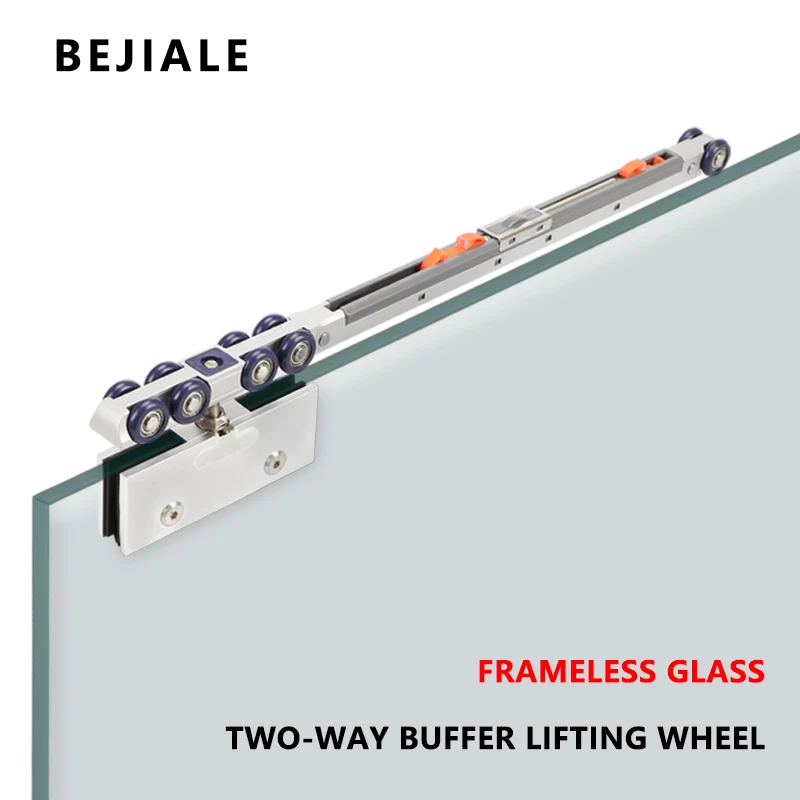 Glass Door Lifting Wheel Bathroom Room Pulley Sliding Door Toilet Two-way Damping Buffer Glass Pulley Moving Track Fittings glass door pulley