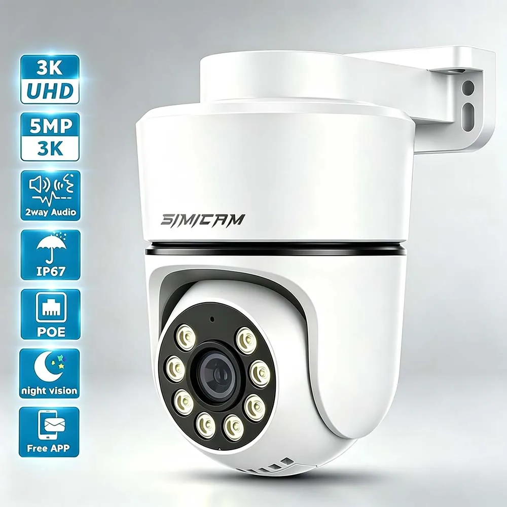 4K/5MP PTZ PoE IP Security Camera CCTV Surveillance Camera Outdoor Onvif Color Night Vision Motion Detection 2-way Talk SD Slot 1